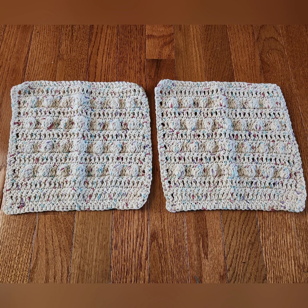 Crochet Shower Pouf and Bobble Washcloth Set